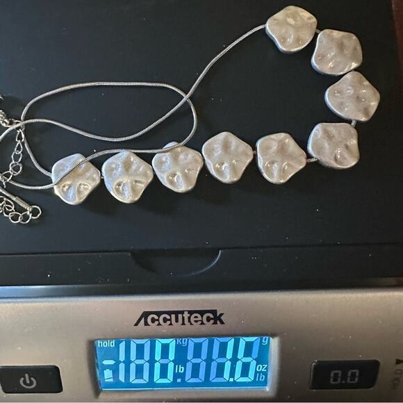 Bancroft Hammered Pendant Snake Chain Necklace Silver tone Boho Western Casual - Picture 5 of 7